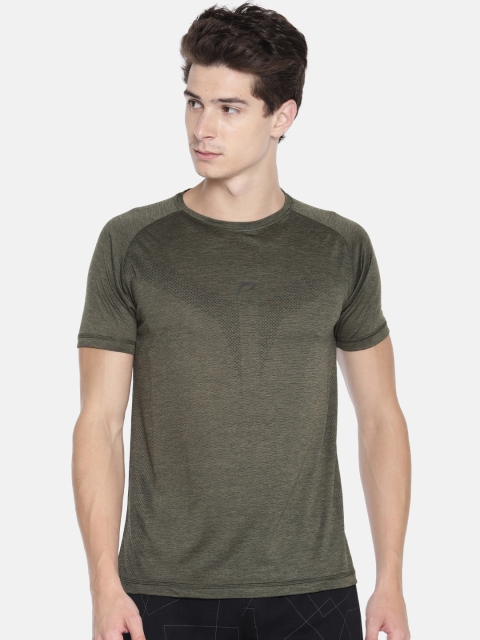 

Proline Active Men Olive Green Self Design Round Neck T-shirt