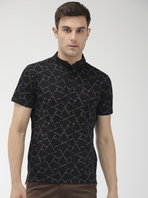 

The Indian Garage Co Men Black Printed Mandarin Collar T-shirt
