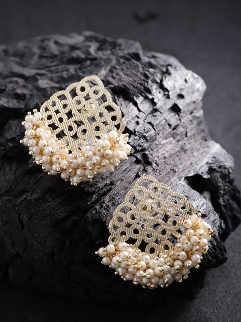 

Zobby Gold-Plated & Off-White Handcrafted Classic Drop Earrings