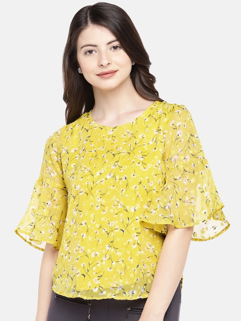 

Manola Women Yellow Printed Boxy Top