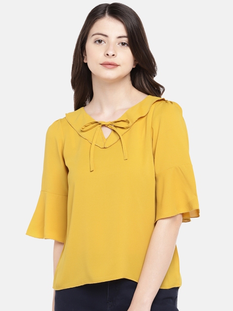 

Manola Women Mustard Yellow Solid Boxy Top