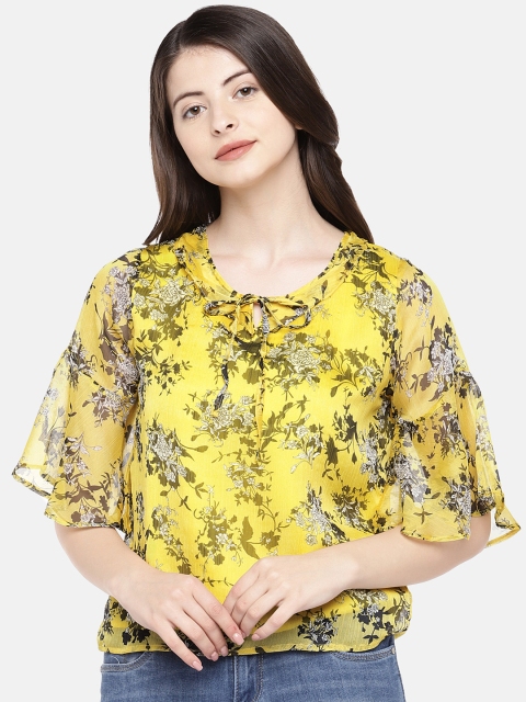 

Manola Women Yellow Printed Boxy Top