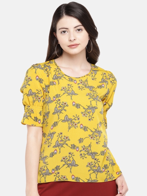 

Manola Women Mustard Printed Boxy Top