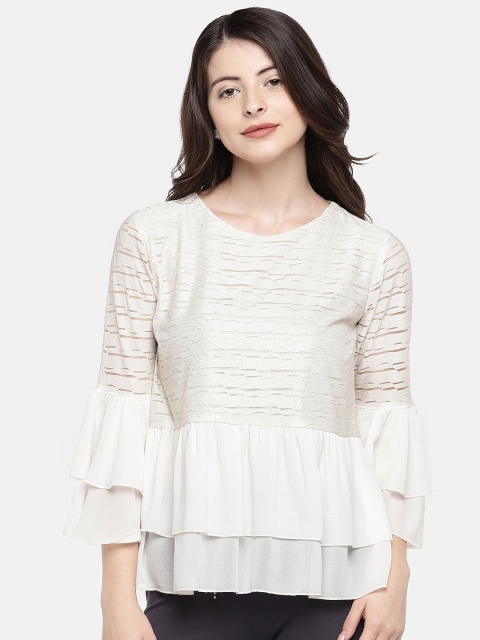 

Manola Women White Solid Peplum Top