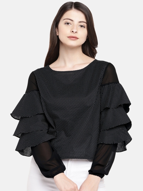 

Manola Women Black Printed Boxy Top