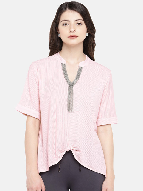 

Manola Women Pink Solid High-Low Top