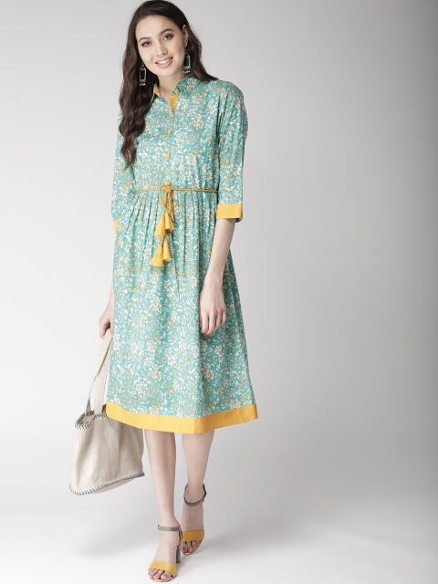 

Antheaa Women Blue & White Printed A-Line Dress