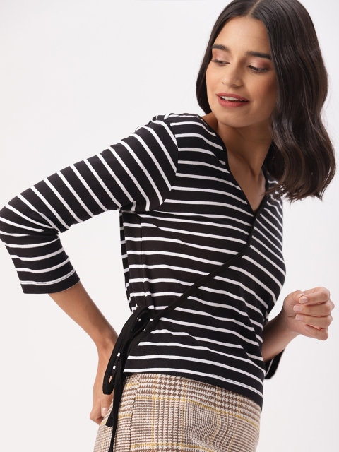 

DressBerry Women Black & White Striped Top