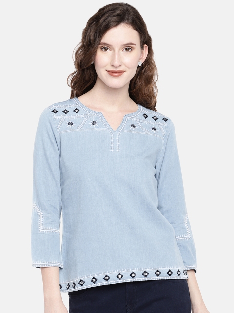 

Ethnicity Women Blue Solid Top