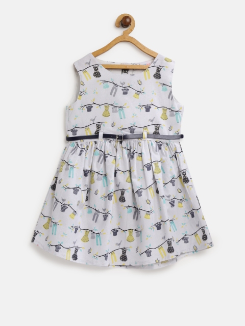

CHUTPUT Girls Grey Printed A-Line Dress