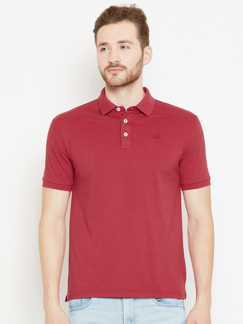 

HARBORNBAY Men Red Solid Polo Collar T-shirt