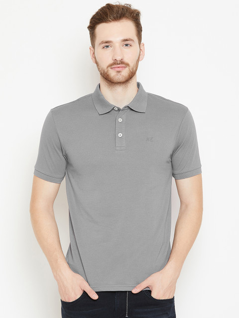 

HARBORNBAY Men Grey Solid Polo Collar T-shirt