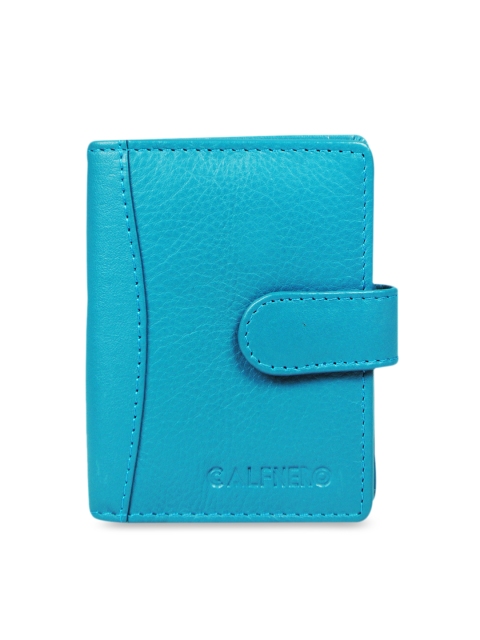 

CALFNERO Unisex Turquoise Blue Solid Card Holder