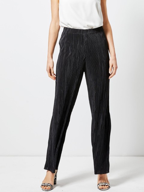

DOROTHY PERKINS Women Black Regular Fit Accordion Pleats Parallel Trousers
