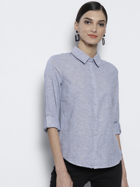 

DOROTHY PERKINS Women Petite Blue Regular Fit Solid Casual Shirt