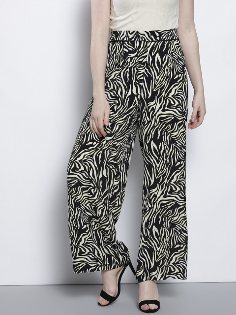 

DOROTHY PERKINS Women Black & White Printed Parallel Trousers