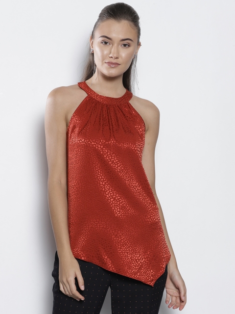 

DOROTHY PERKINS Women Rust Red Self-Design A-Line Top