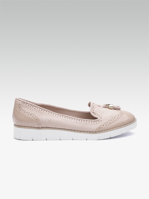

DOROTHY PERKINS Women Dusty Pink Tasselled Loafers with Brogue Detail