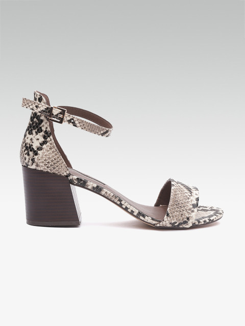 

DOROTHY PERKINS Women Beige & Off-White Snakeskin Textured Heels