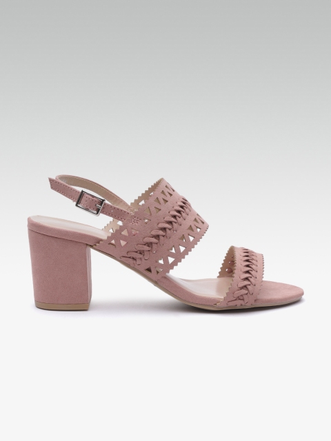 

DOROTHY PERKINS Women Dusty Pink Braided Block Heels with Cut-Work Detail