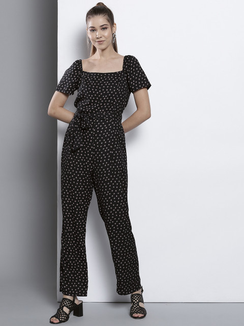 

DOROTHY PERKINS Women Black & Pink Printed Basic Jumpsuit