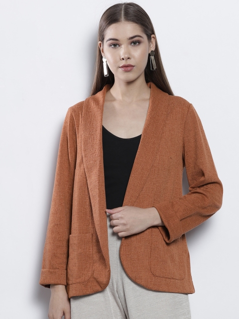 

DOROTHY PERKINS Women Rust Brown Solid Petite Open Front Jacket