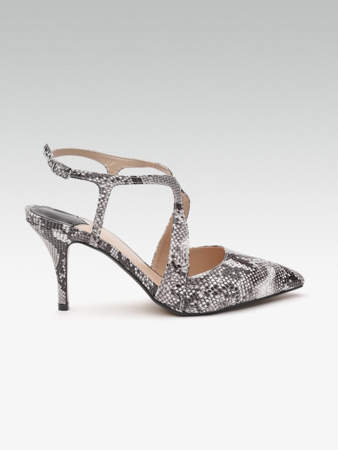 

DOROTHY PERKINS Women Black & Grey Animal Textured Stilettos