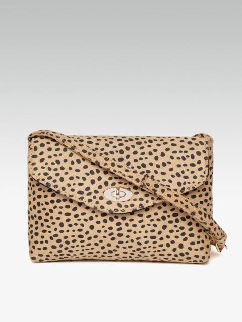 

DOROTHY PERKINS Beige & Black Printed Sling Bag