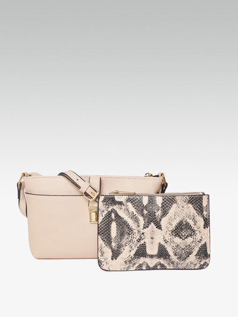 

DOROTHY PERKINS Peach-Coloured Solid Sling Bag with Pouch