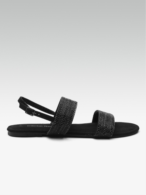 

DOROTHY PERKINS Women Black Embellished Open Toe Flats