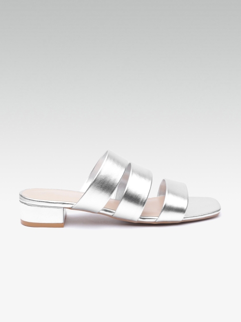 

DOROTHY PERKINS Women Silver-Toned Solid Block Heels