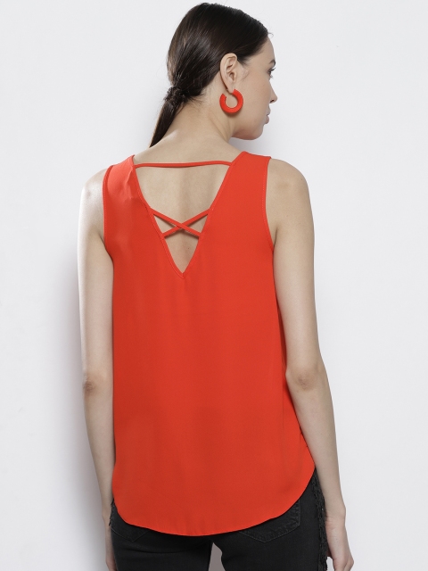 

DOROTHY PERKINS Women Orange Solid Styled Back Top