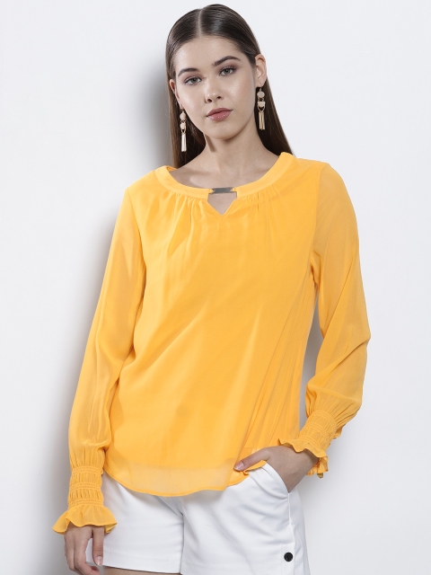 

DOROTHY PERKINS Women Yellow Solid Top