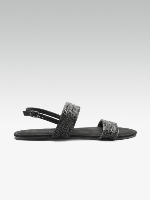 

DOROTHY PERKINS Women Black Embellished Open Toe Flats