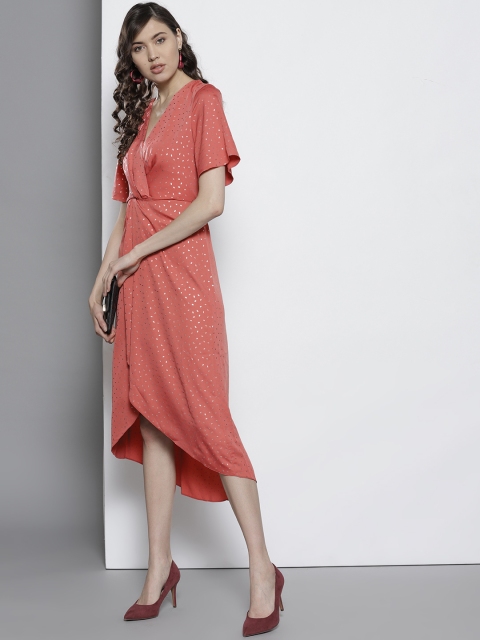 

DOROTHY PERKINS Women Dusty Pink Printed Wrap Dress