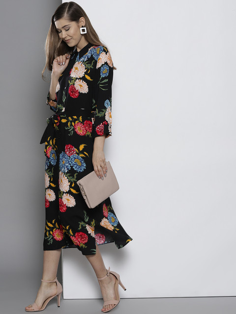 

DOROTHY PERKINS Women Black & Red Printed Shirt Dress