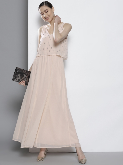 

DOROTHY PERKINS Women Peach-Coloured Solid Maxi Dress