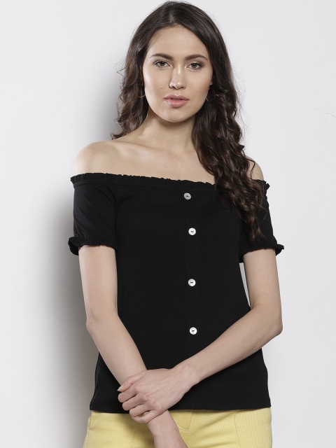 

DOROTHY PERKINS Women Black Solid Bardot Top
