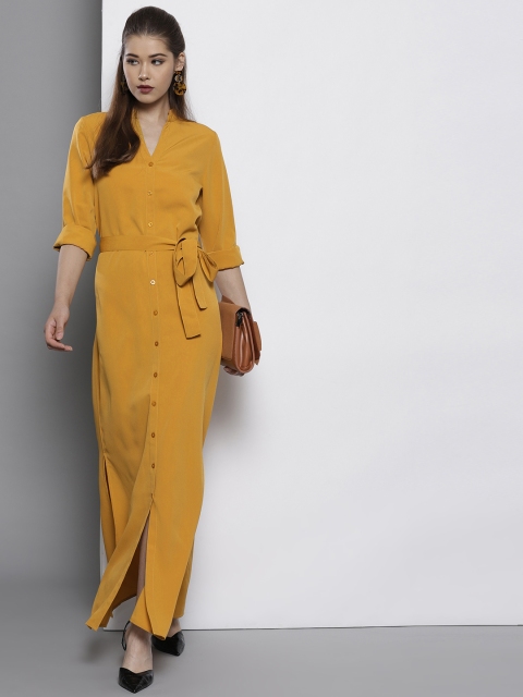 

DOROTHY PERKINS Women Mustard Yellow Solid Maxi Dress