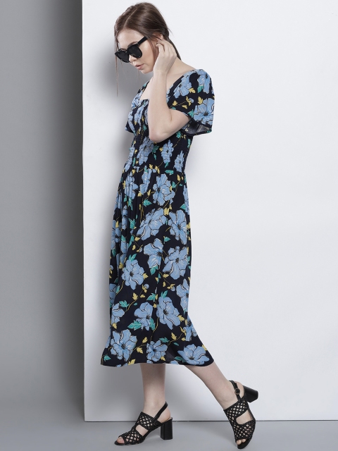 

DOROTHY PERKINS Women Navy Blue Printed Fit and Flare Dress