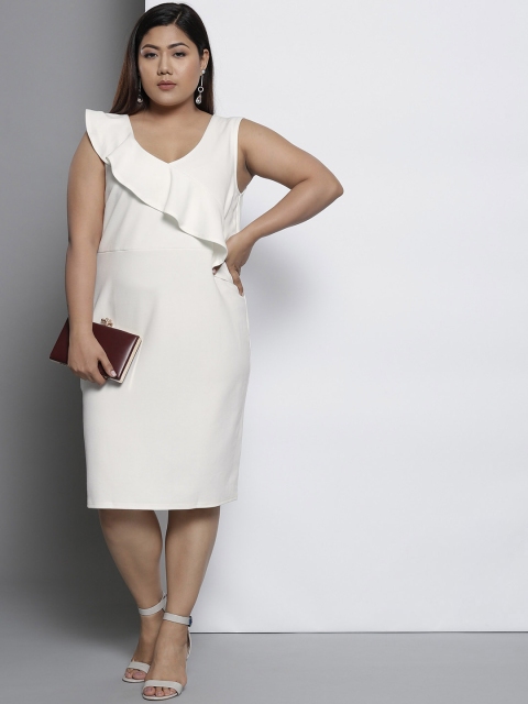 

DOROTHY PERKINS Women White Solid Sheath Dress