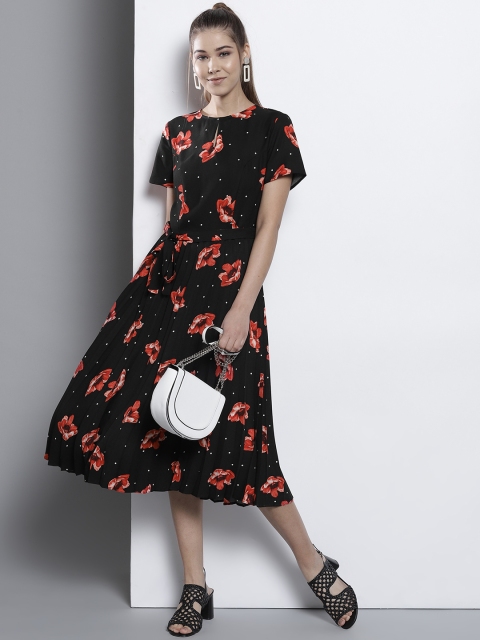 

DOROTHY PERKINS Women Black & Red Printed A-Line Dress