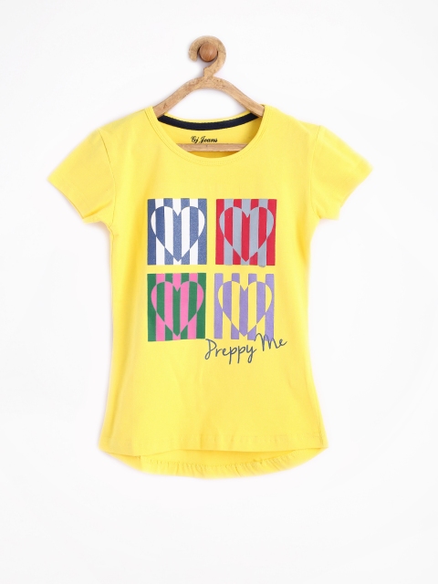 

GJ UNLTD JEANS by Gini & Jony Girls Yellow Printed Top