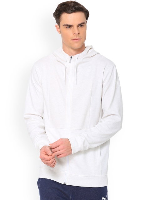 

Puma Men White Solid Sporty Hooded Jacket