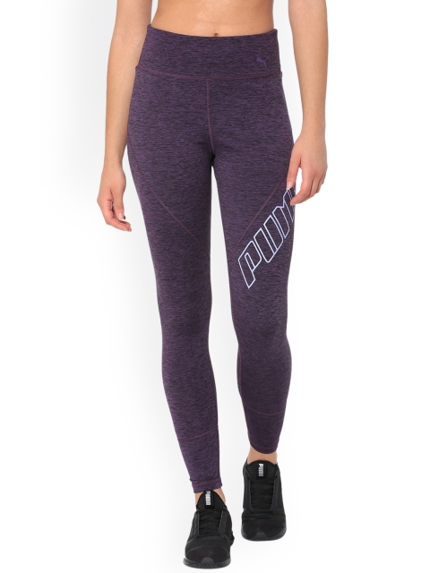 

Puma Women Purple Solid Tight Yogini Logo 7 8 Tight Indigo Heather