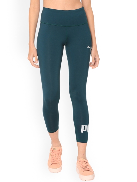 

Puma Women Teal Blue Solid Tights