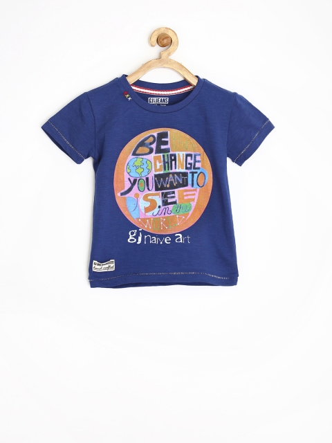 

GJ Unltd Jeans by Gini & Jony Boys Blue Printed T-shirt