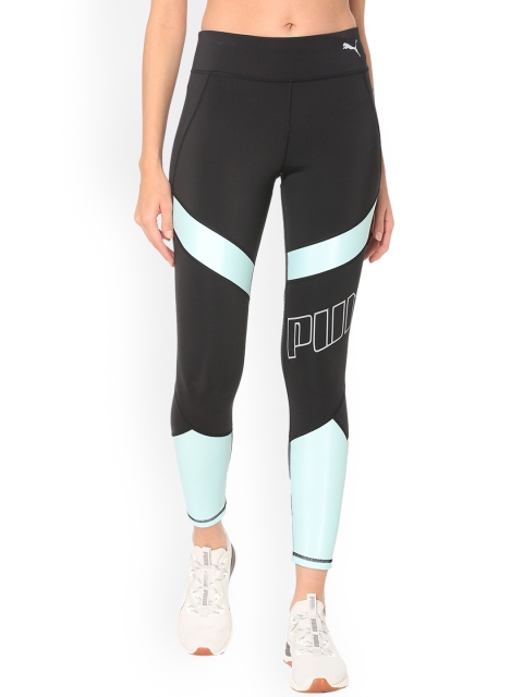 

Puma Women Black & Blue Colourblocked Tights