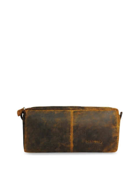 

CALFNERO Unisex Brown Solid Zip Around Genuine Leather Wallet