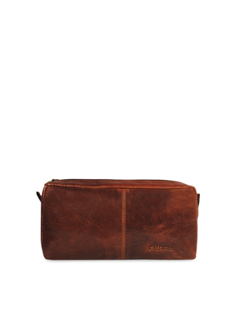 

CALFNERO Unisex Brown Solid Genuine Leather Zip Around Wallet
